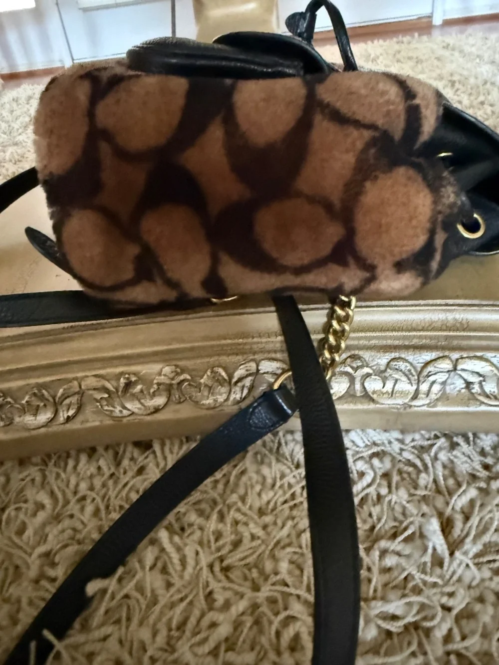 Coach X Jennifer Lopez Pennie 22 In Signature Shearling Chain Strap Backpack
